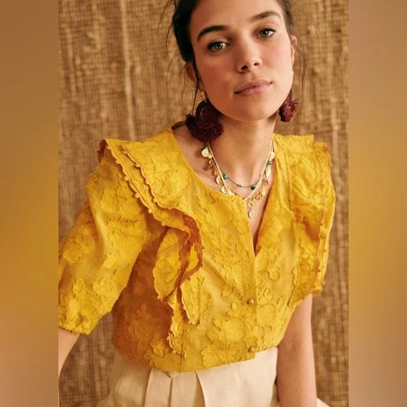 Sézane Jordanna Blouse in Ochre FR 36 / US 4 - Picture 4 of 10